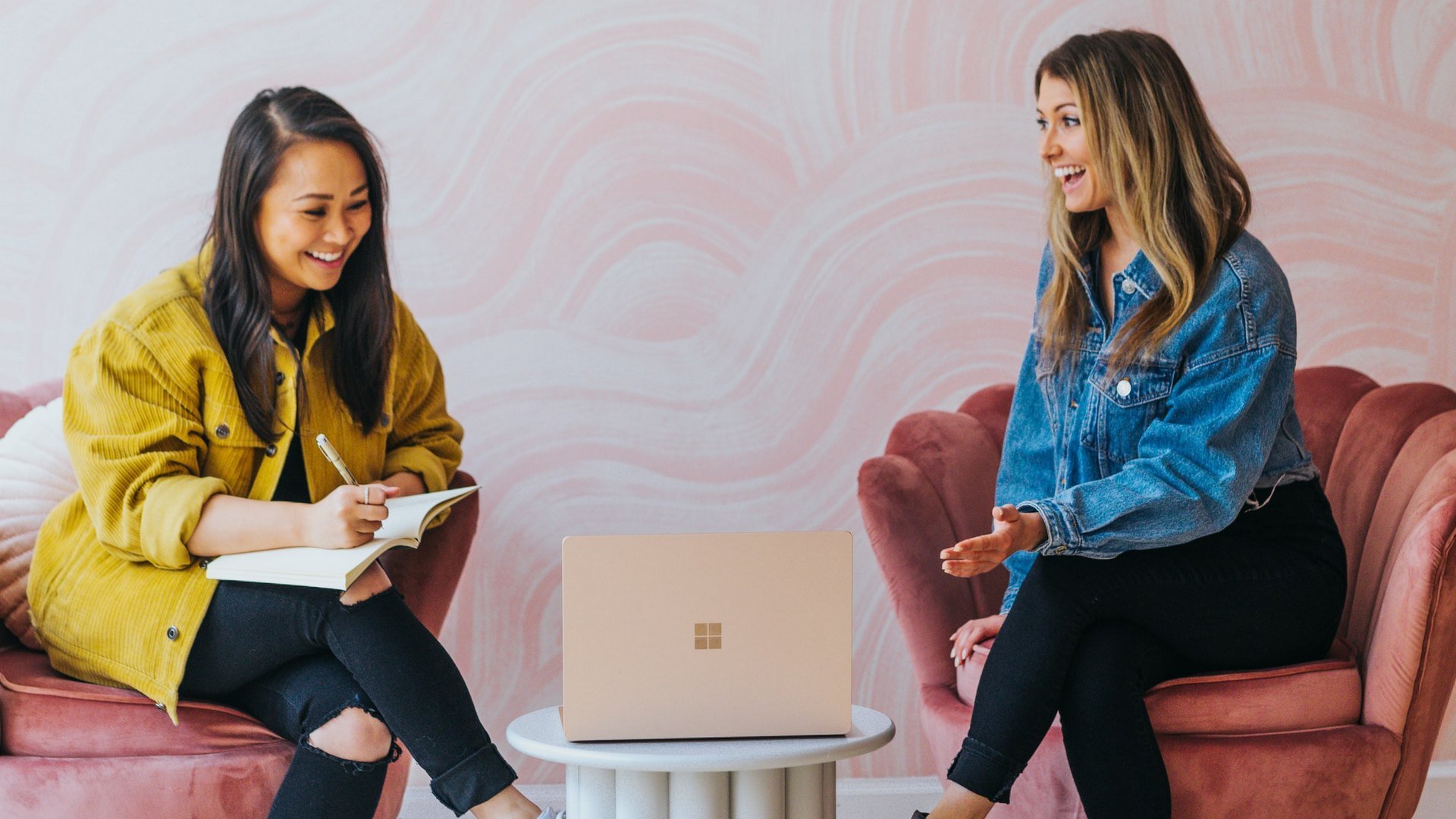 Two people in an interview